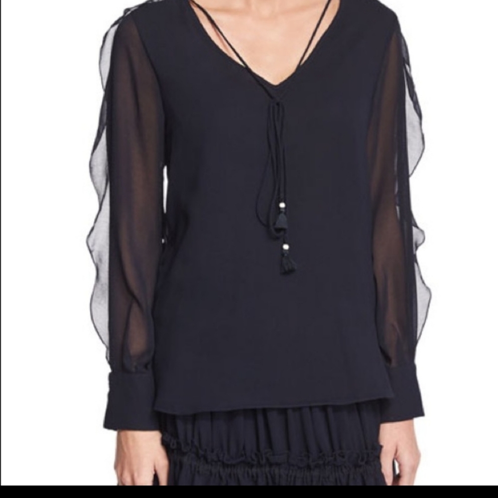 See by chloe ruffle georgette blouse navy size 36